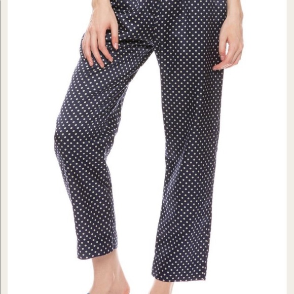 RAQUEL ALLEGRA | Pull On Satin Navy Mint Polka Dot Print Pants - Picture 3 of 6